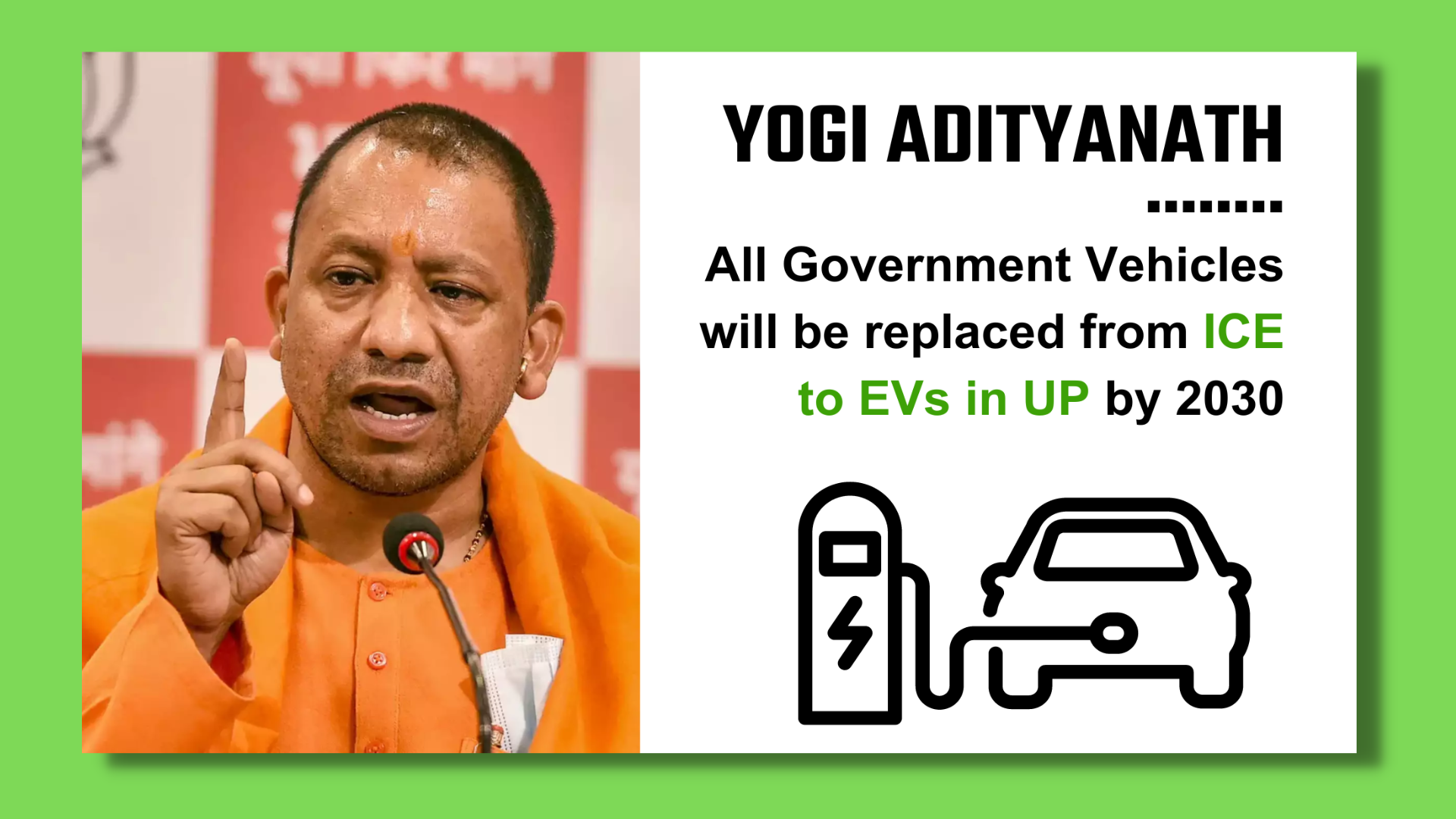 All government vehicles will be replaced from ICE to EVs in UP by 2030: Yogi Adityanath