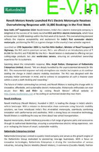 Revolt RV1e: A Phenomenon in Electric Motorcycle Market